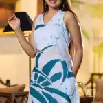Ladies cutaway Long Batik Dress – White