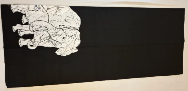 Batik Sarong for Men - Black with Elephant Print