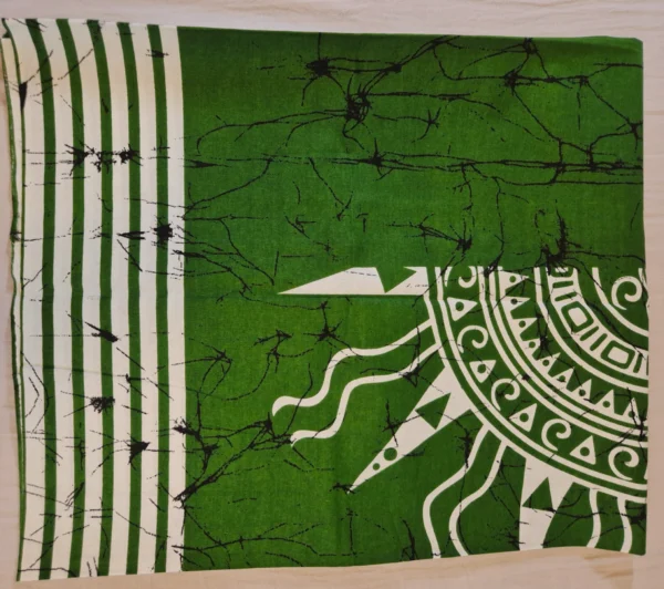 Batik Sarong for Men - Green with Sun Motif