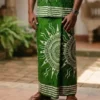 Batik Sarong for Men - Green with Sun Motif