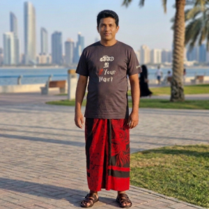 Batik Men’s Sarong (Red with Batik Design)