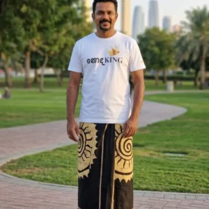 Batik Men's Sarong (Black with Sun Motif)