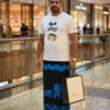 Batik Men’s Sarong (Black with Blue Elephant Design)