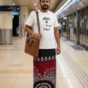 Batik Men’s Sarong (Black and Red with Design)