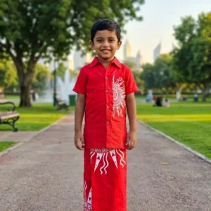 Batik Boys' Shirt and Sarong (RED)